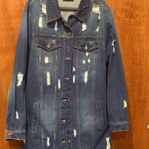 Stylish Blue Distressed Jean Jacket